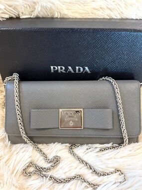 PRADA SAFFIANO LEATHER WALLET ON UNBRANDED CHAIN